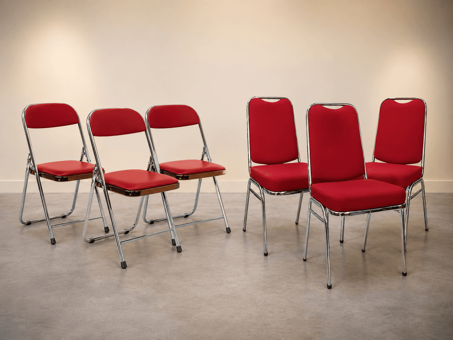 Folding and hotel chairs prepared for an event