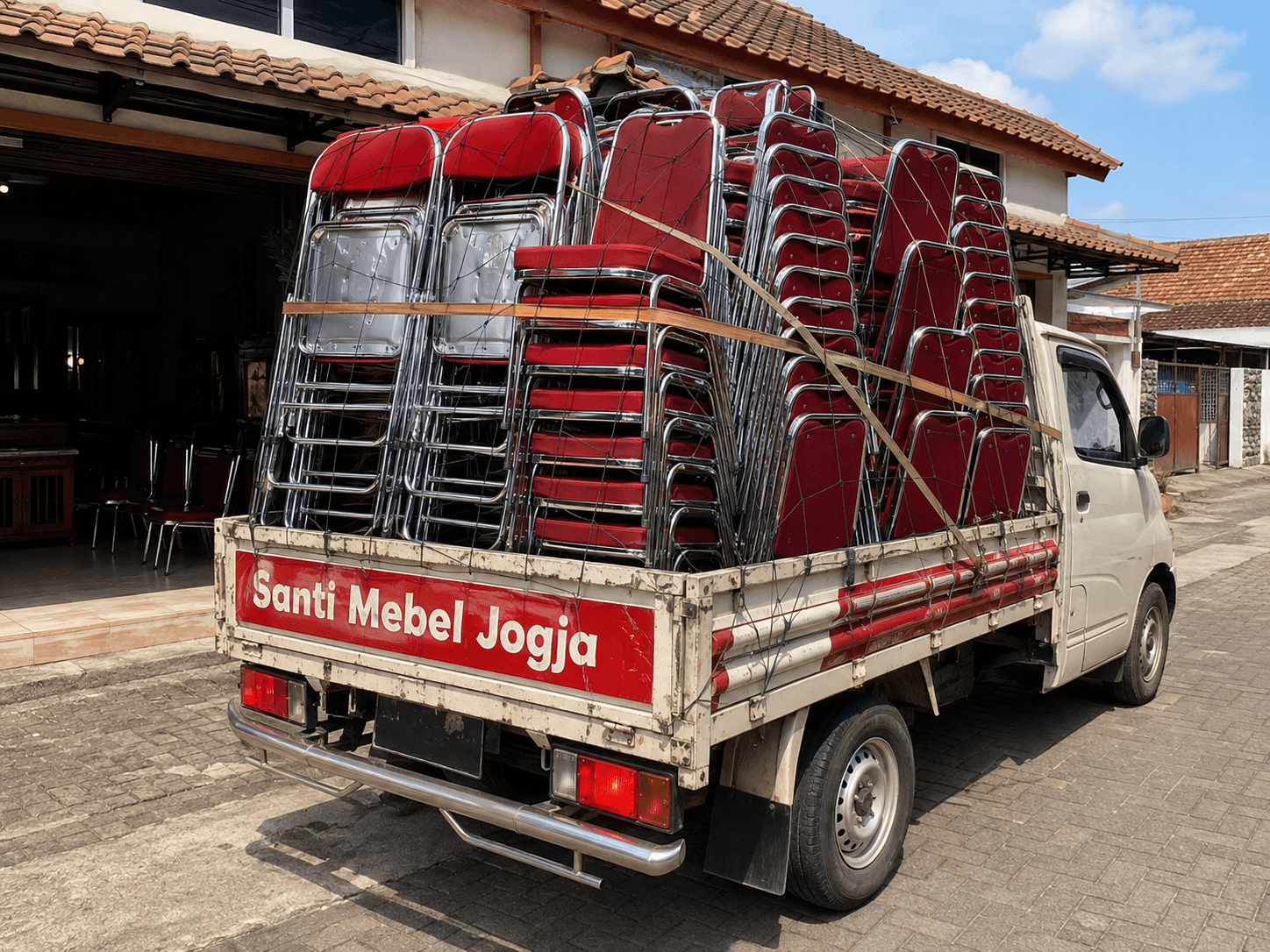 Pickup from Santi Mebel carrying event chairs